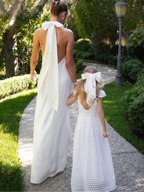 Show Me Your Mumu Lisa Maxi Dress Womens XS White Luxe Satin Self Lined Halter